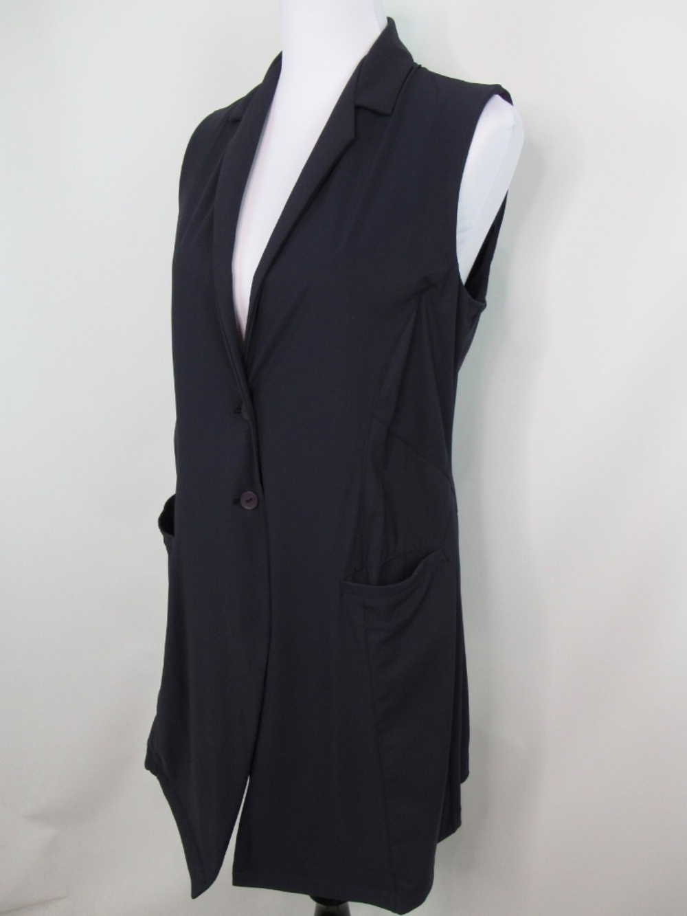 PORTO San Francisco Long Vest Sleeveless Jacket Italian Fabric Stretch 2 - Picture 3 of 12